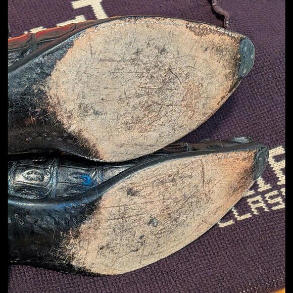 LUCCHESE CLASSICS Sz 12D Hornback Alligator Tail Black Leather Boots main image 14